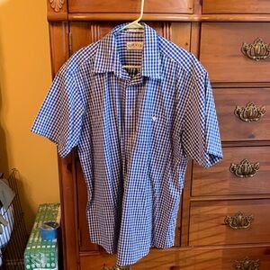 Orvis Navy and White Checkered Casual Shirt